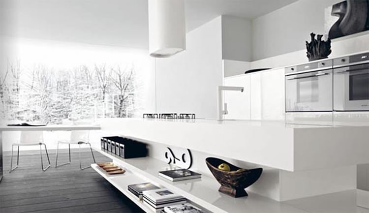 Elegant White Minimalist Kitchen Area