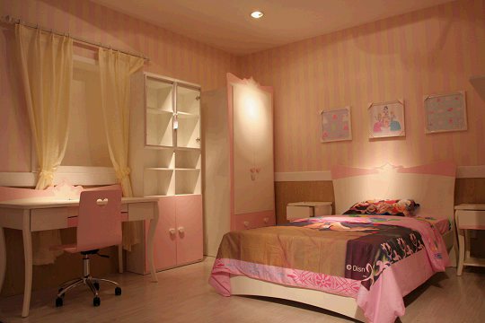 แบบห้องนอนเด็กสโนไวท์โทนสีชมพู