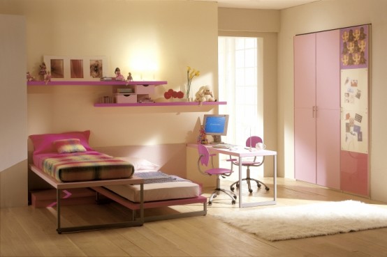 ห้องนอนเด็กสีชมพู