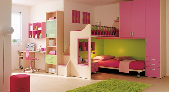 ห้องนอนเด็กสีชมพู