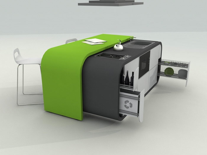 	Futuristic kitchen with minimalist design