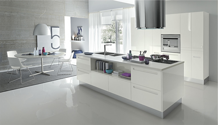 	Minimalist white kitchen island