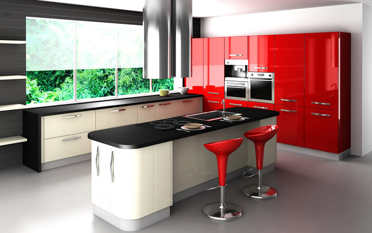Modern minimalsit kitchen furniture with white island